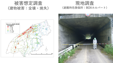 被害想定調査・建物被害・全壊・焼失・現地調査・避難時危険個所・BOXカルパート